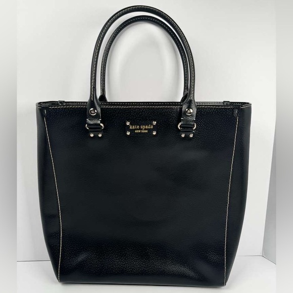 kate spade Handbags - Kate Spade Wellesley Queen Boarskin Large Black Leather Tote Bag